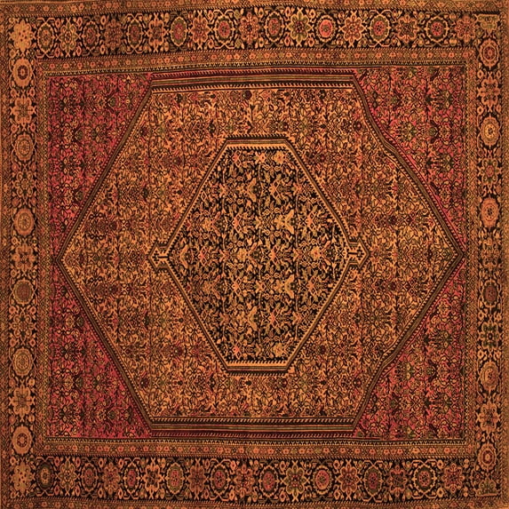 Ahgly Company Indoor Square Persian Orange Traditional Area Rugs, 4' Square