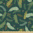 thumbnail image 2 of Ambesonne Floral Fabric by the Yard Upholstery, Ornamental Plants Leaves, 5 Yards, Hunter Green Multicolor, 2 of 5