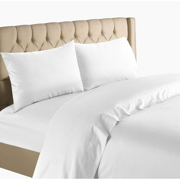 Home Sweet Home Dreams 4-Piece 1200 Thread Count White Stripe Cotton Bed Sheet, Full - Deep Pocket