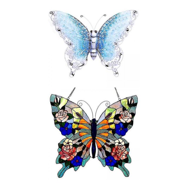 Decoración de pared de libélula de mariposa Decoración de pared de mariposa para tapicería (2 piezas)