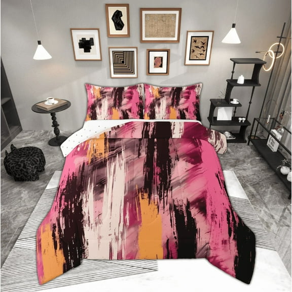 Manfei Chic Abstract Geometric Bedding Comforter Set, Modern Fashion Twin Comforter Sets, Teen Kid Child Adult Reversible Bedding Set, Ultra Soft Home Decor, 2pcs