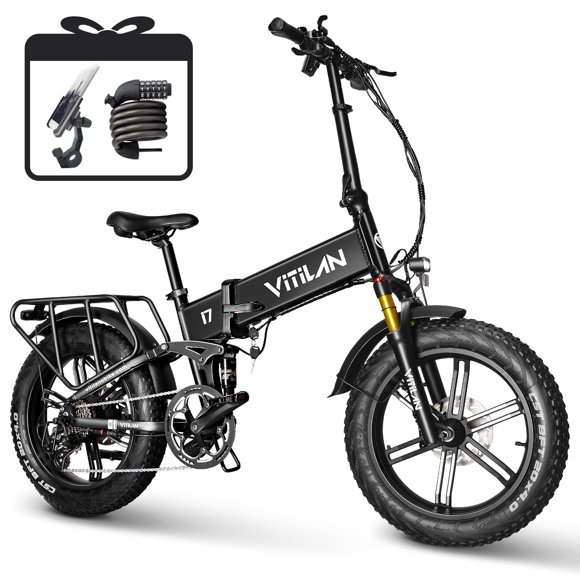 VITILAN i7 Pro 3.0 Electric Bike Adults Folding 750W Eiwol Motor Fat Tire Ebike Removable 20AH SAM-Sung Cell Battery Full Suspension Electric Bicycle