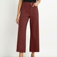 thumbnail image 2 of Ashirexll Wide Leg Pants for Women, Winter Women Pants, Solid Color Pocket Slim Cropped Wide Leg Pants with Modern Casual Style, 2 of 7