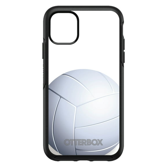 DistinctInk OtterBox Symmetry Custom Case for Apple iPhone 15 (6.1" Screen) - White Volleyball - Lightweight Grip