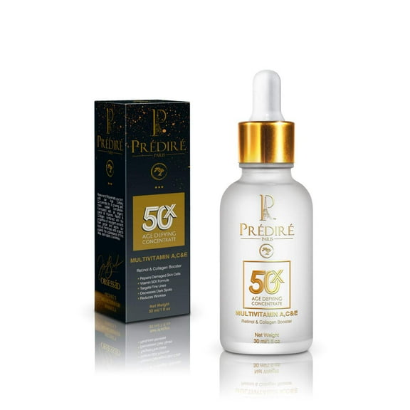 50X Premium Multi-Vitamin A, C,  E Retinol  Collagen Booster 24K Gold Serum