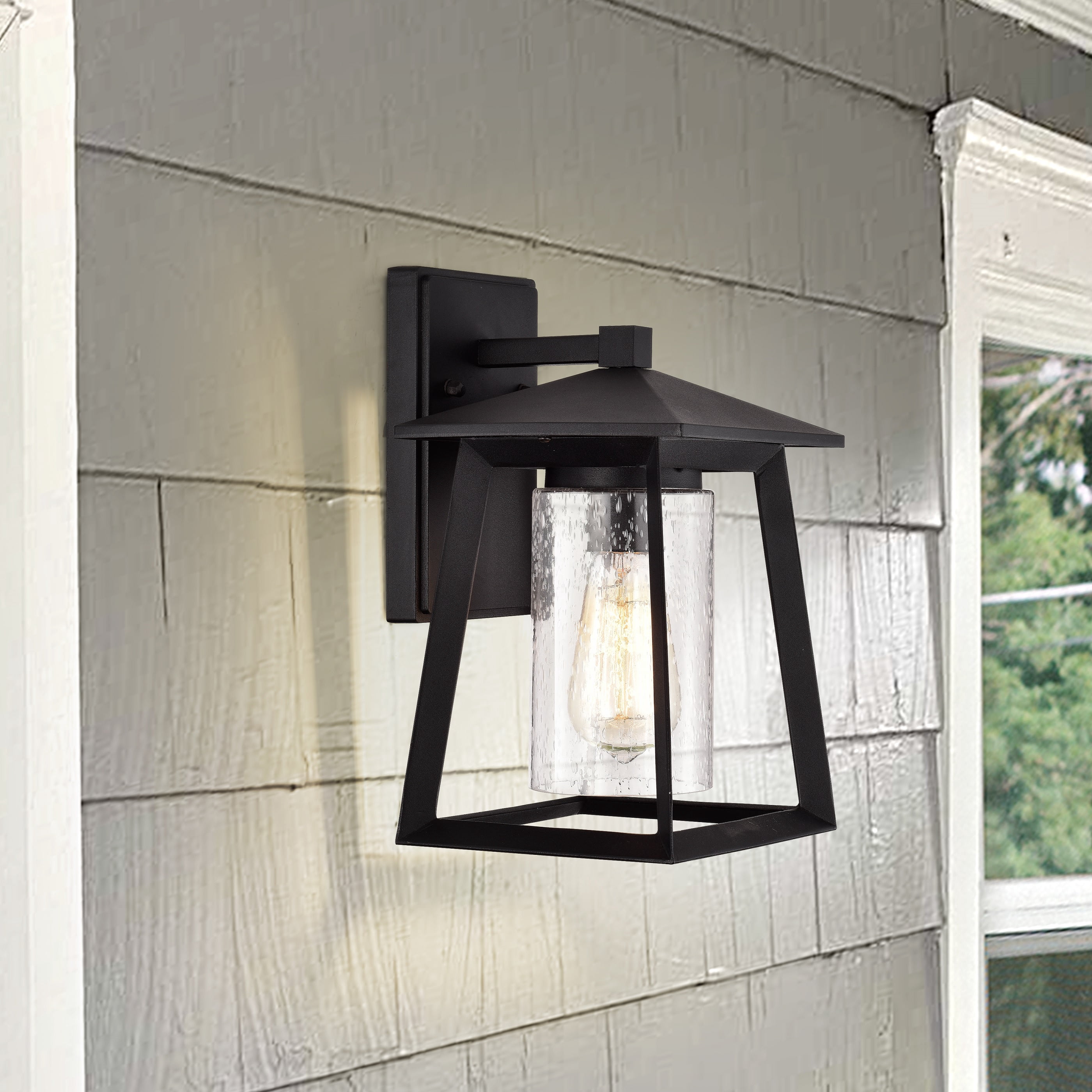 RADIANCE goods Transitional 1 Light Textured Black Outdoor Wall Sconce 11" Height
