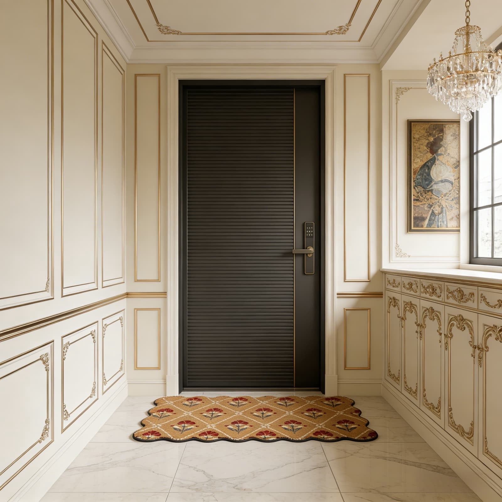 Bxaolu Front Door Mat, Low Profile Doormat, Fade Resistant, Easy to Clean, for Indoor and Outdoor Entrances, Patio Porch or Entryway, Brown (47.2x29.5 Inch, Floral)
