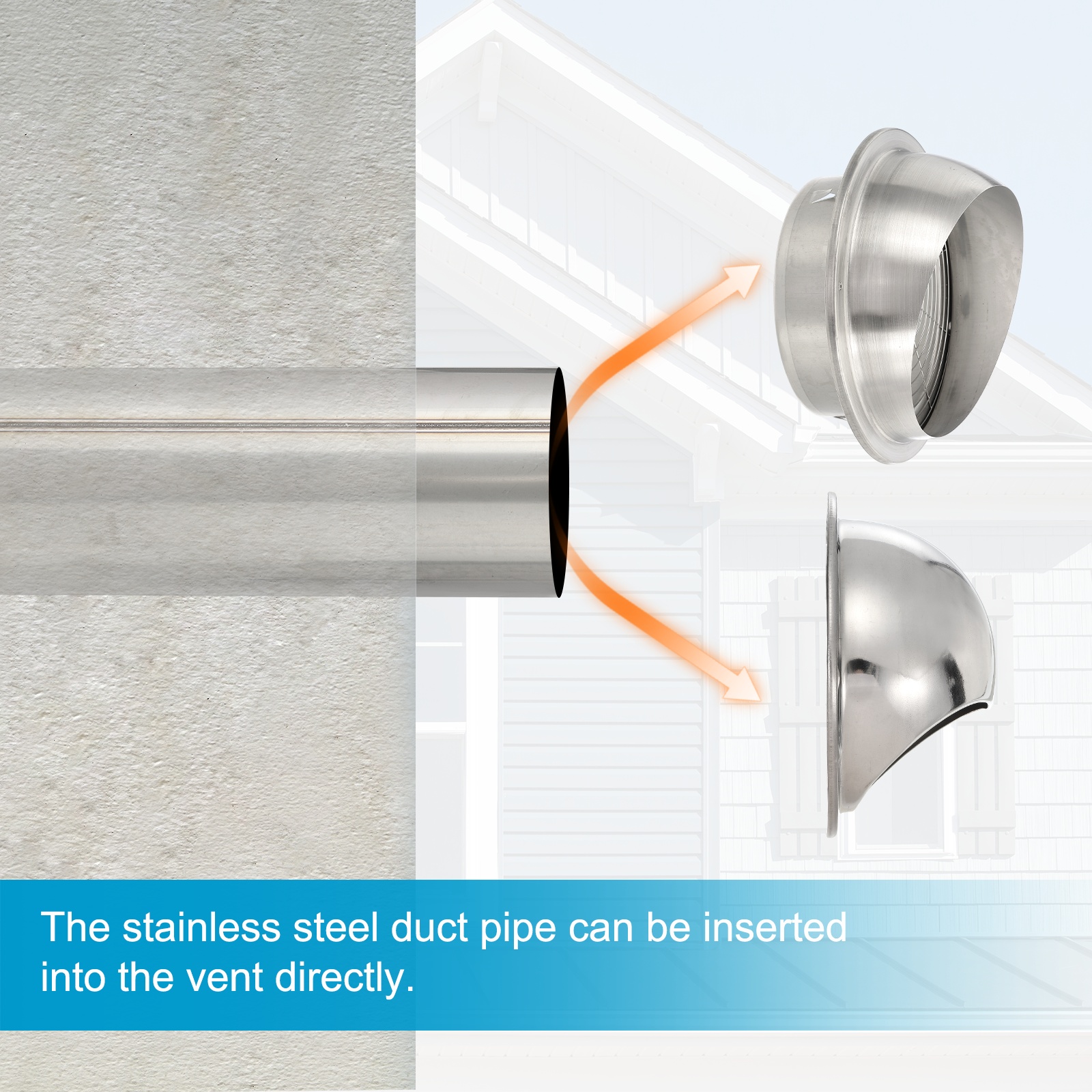 Uxcell 6 Inch Round Straight 15 Inch Long Stainless Steel Duct Exhaust Pipe