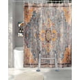 thumbnail image 3 of Split Shower Curtain for Transfer Bench, Vintage Blue Fabric Shower Curtains for Bathroom, Ethnic Middle Century Geometric Abstract Tub Sliding Transfer Bench Waterproof Bath Curtains 72"x96", 3 of 9