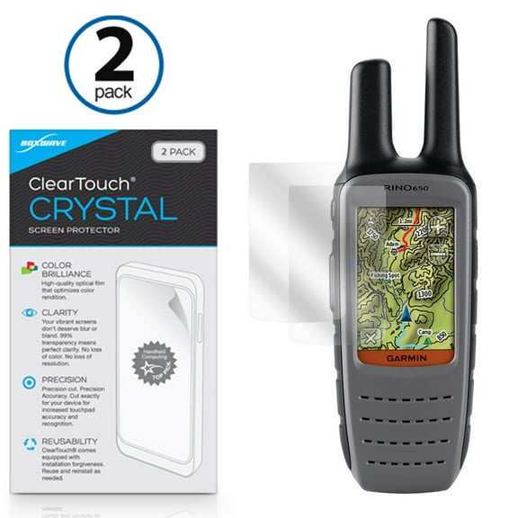Garmin Rino 650 Screen Protector, BoxWave® [ClearTouch Crystal (2-Pack)] HD Film Skin - Shields From Scratches for Garmin Rino 650