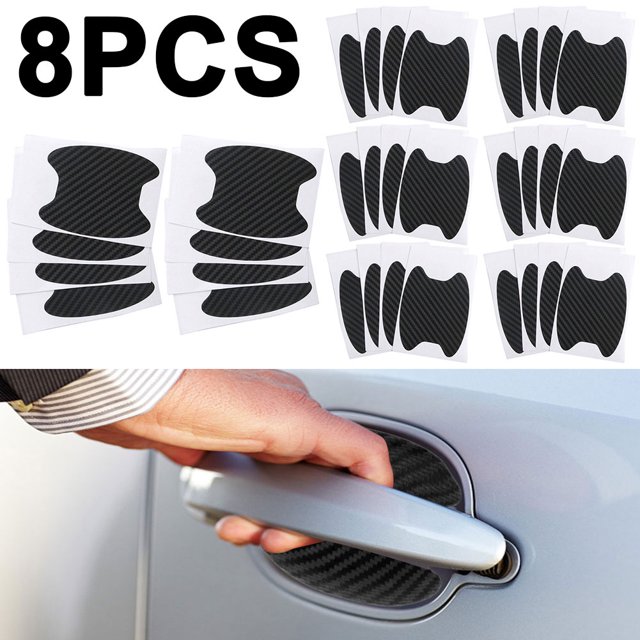 4 Uds Pegatina Fibra Carbono para Coche Manija Puerta Película Protectora Antiarañazos Pegatina 3D Antiarañazos para Puerta Coche (negro)