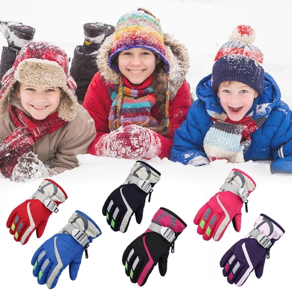 Aihuaihua Kids Winter Waterproof Ski Gloves Warm Snow Gloves for Boys Girls 3-7 Years, Cold Weather Windproof Gloves for Children Outdoor Snow Play Sled