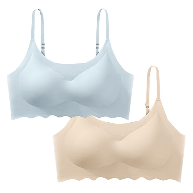 Twfbrm Bras for Women 2PC Woman's Embroidered Glossy Comfortable Breathable Bras Bralettes Everyday Bra Soft Breathable Bra