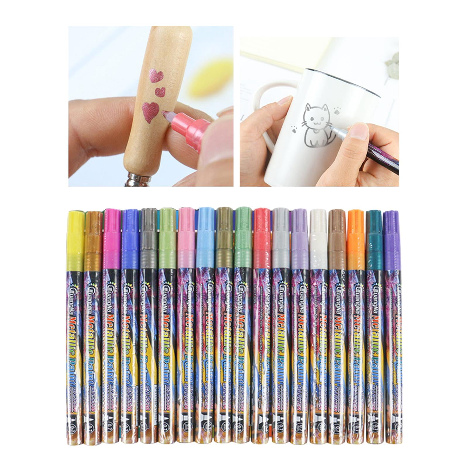 FVDPWYE 18 Pcs 0.7 mm Metallic Plastic Colorful Art Crafts Painting Drawing Coloring DIY