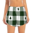 thumbnail image 2 of Vsdgher Green White Lumberjack Plaid Print Women's Running Double Layer Shorts High Waisted with Pockets Elastic Yoga Workout Athletic Gym Sports, 2 of 8