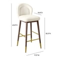 thumbnail image 3 of Home Square 30.3" Mid-Century Velvet Barstool in Cream - Set of 3, 3 of 7