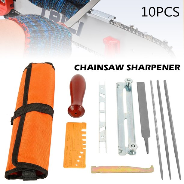10PCS/set New Upgraded Chainsaw Chain Sharpening Kit Tool Set Guide Bar File Sharpener Tools