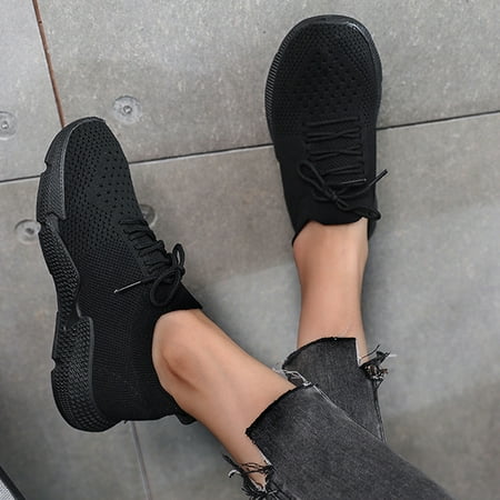 

Summer Savings! Zpanxa Womens Casual Shoes Fashion Womens Mesh Breathable Walk Lace-Up Sports Casual Shoes Light Sneakers Black 43