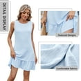 thumbnail image 4 of SHIBEVER Dresses for Women Summer Casual Sleeveless Womens Dresses Blue Mini Spring Flowy Solid Color Dress Dressy Swing Crew Neck Tshirt Dresses L, 4 of 6