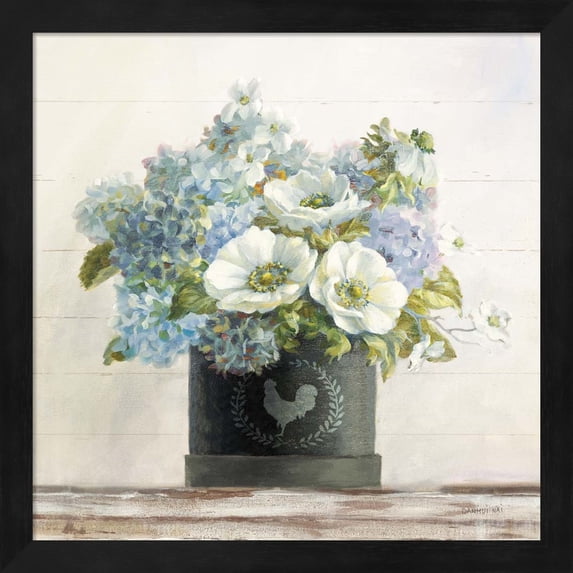 Anemones in Hatbox Shiplap by Danhui Nai, Framed Wall Art, 13.25W x 13.25H