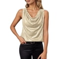 thumbnail image 2 of Sparkly Sequin Tank Tops for Women Elegant Dressy Casual Cowl Neck Loose Fit Shiny Sequins Sleeveless Shirt, 2 of 7