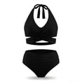 thumbnail image 7 of Mifsaly 2 Piece Bikinis Sets for Women Wrap Halter Top & High Waisted Ruched Bottoms Tummy Control Modest Swimsuit Beach Pool Flattering Athletic Bathing Suits XL, 7 of 7