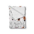 thumbnail image 2 of Funny Soft Flannel Fleece Throw Blanket, Retro Bunny Rabbits with Costumes Jack Hare Funky Bunnies Carrot Sketch Style, Cozy Plush for Indoor and Outdoor Use, 50" x 60", Orange White, by Ambesonne, 2 of 6