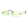 thumbnail image 2 of Razor Blade Shape Funky Hipster Rimless Sunglasses Gold Green, 2 of 4