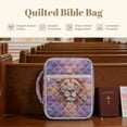 thumbnail image 7 of Xixirimido Lion Cross Purple Print Quilted Bible Cover Bible Case for Women, Large Bible Carrying Case with Handle, Bible Study Supplies & Christian Gift for Men, 7 of 7