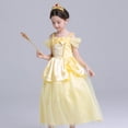 thumbnail image 5 of HAWEE Girls Off Shoulder Sequin Belle Princess Yellow Costume Tulle Yellow Dress Up, 5 of 6