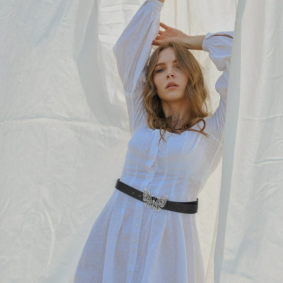 PAMINGONO 1Set Women Rope Belt with a Butterfly Buckle in Metal and Pu Leather for Various Occasions and Events