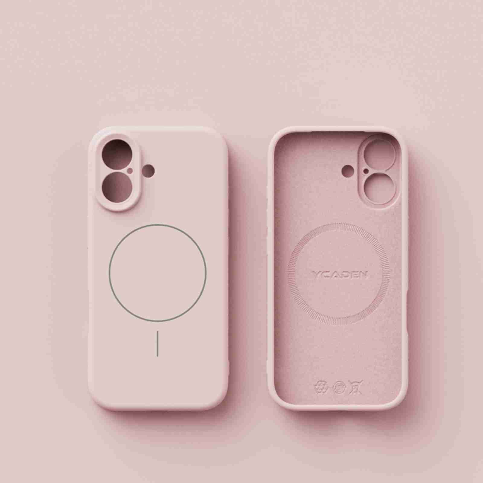 Dteck Magnetic for iPhone 17 Case, Compatible with MagSafe Accessory, Silicone Camera Control Button Protection Anti-Scratch Soft Microfiber Lining Wireless Charging Support Cover, Pink