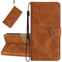 Dteck for iPhone 11 Case with Card Holder, [Kickstand][Wrist Strap][Card Holder Slots] Butterfly Floral Embossed PU Leather Flip Cover for iPhone 11,Brown