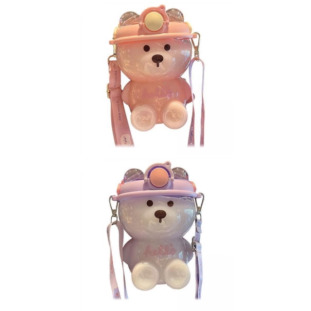 Linda Botella De Agua De 1000 Ml Con Forma De Oso De Paja Para Niñas De Viaje De Oficina Rosa+Linda Botella De Agua De 1000 Ml Con Forma De Oso De Paja Para Niñas De Viaje De Oficina Púrpura Macarena none