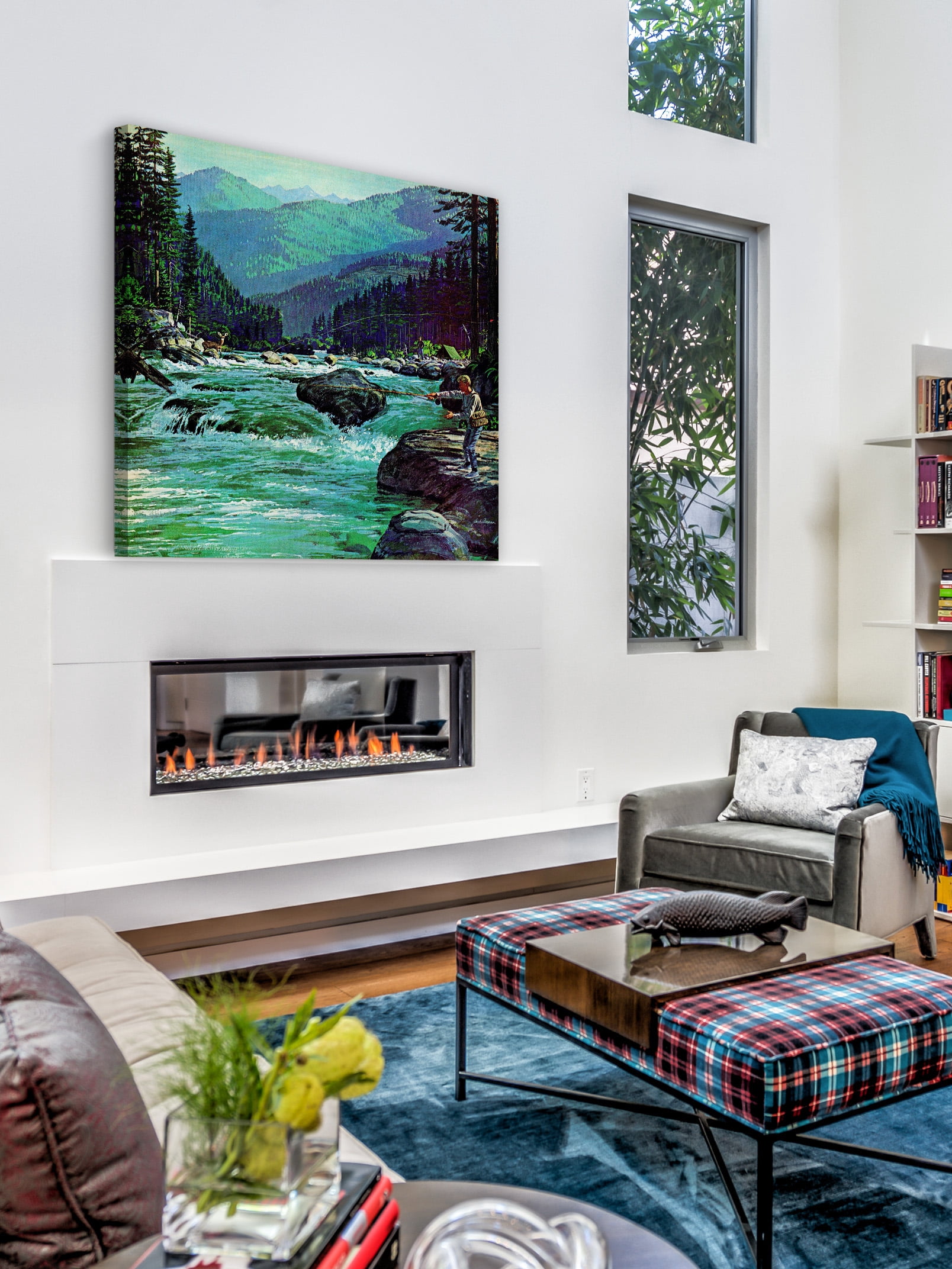 "Fly Fishing" Painting Print on Wrapped Canvas