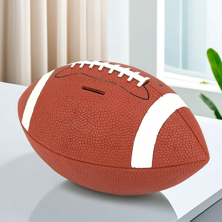 Football Piggy Bank For Boys - 11 Inch Shatterproof Rugby Coin Bank, Sports Money Box With Screw-Off Plug, Birthday Gift For Football Fans