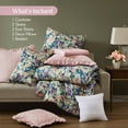 thumbnail image 4 of Multi-Color California King Comforter Set 8-Piece, Cotton Floral Bedding with Reversible Design, 4 of 17