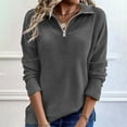 thumbnail image 2 of Bovemsi Sweaters for Women Cozy Women's Solid Color Simple Zipper Pullover Long Sleeved Knitted Sweater Casual Fall Sweaters, 2 of 4