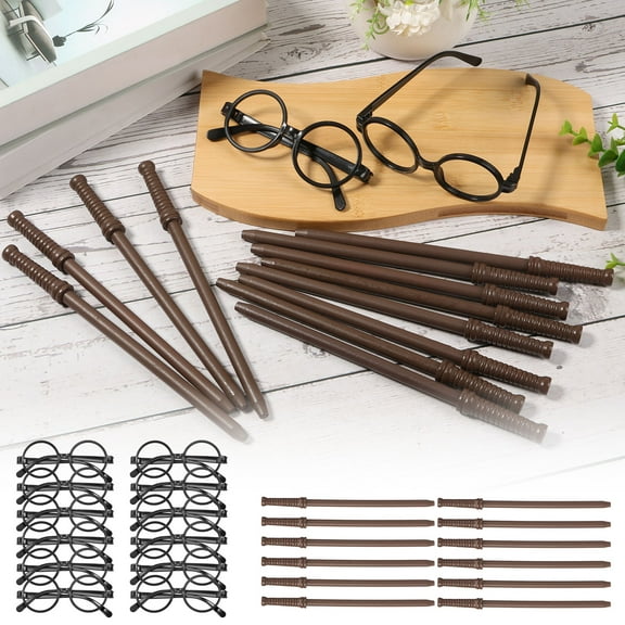 Wizard Theme Party Favor Fashionable Versatile Wand Pencil Glasses Frame Without Lenses for Birthday Party School Reward