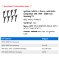 thumbnail image 2 of Ignition Coil Kit - 8 Piece - with Bolts - Compatible with 1999 - 2004 Ford Mustang V8 2000 2001 2002 2003, 2 of 2