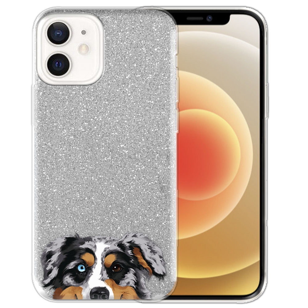 FINCIBO Silver Sparkling Glitter Case, Sparkle Bling TPU Cover for