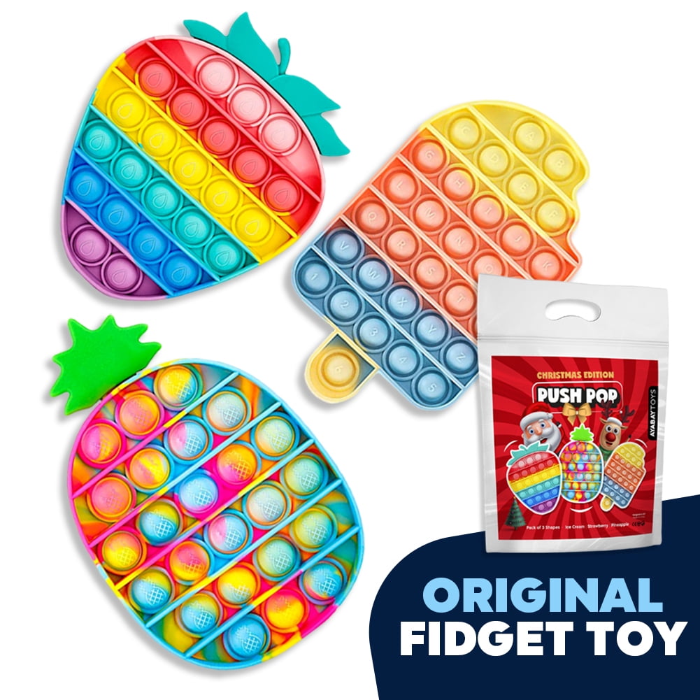 Push Pop Fidget Kids Toy It Bubble Special Needs Silent Sensory Autism Rainbow 