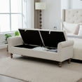 thumbnail image 5 of S-HOME Minimalist Large Storage Bench With Rolled Armrest In Napped Fabric 65.75", Versatile Daybed With Rubberwood Legs, For Bedroom And Dormitory, Beige, 5 of 11