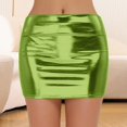 thumbnail image 2 of RUTAYY Carnival Dazzling Metal Wrap Skirt Fashion Elegant Women Skirt Leather Skirt Solid Color Smocked Boho Pleated Skirts, 2 of 4
