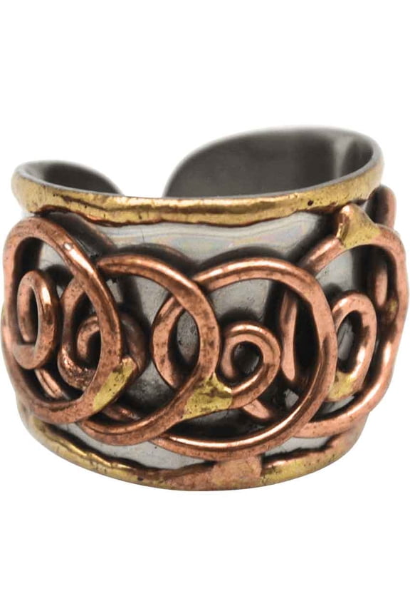 Overlapping Spirals Cuff Ring | Steel by Medieval Collectibles