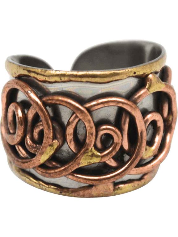 Overlapping Spirals Cuff Ring | Steel by Medieval Collectibles
