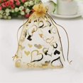 thumbnail image 4 of 400 Piezas 9X12cm Bolsas de Joyería de Organza de Corazón de Lazo de Tejido Fino Bolsos (Oro), 4 of 5