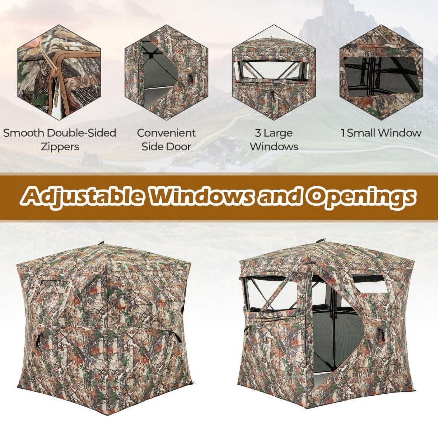 Barara King Tent,360° One Way See Through Hunting Blind Ground Blind with Portable Carrying Bag