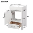 thumbnail image 3 of viswild 20" Bathroom Vanity with Ceramic Sink - Space Saving for Small Bathroom, Solid Wood Frame, Soft Close Drawers, Scratch Free Feet, Modern White Cabinet (Overflow Hole Included), 3 of 13