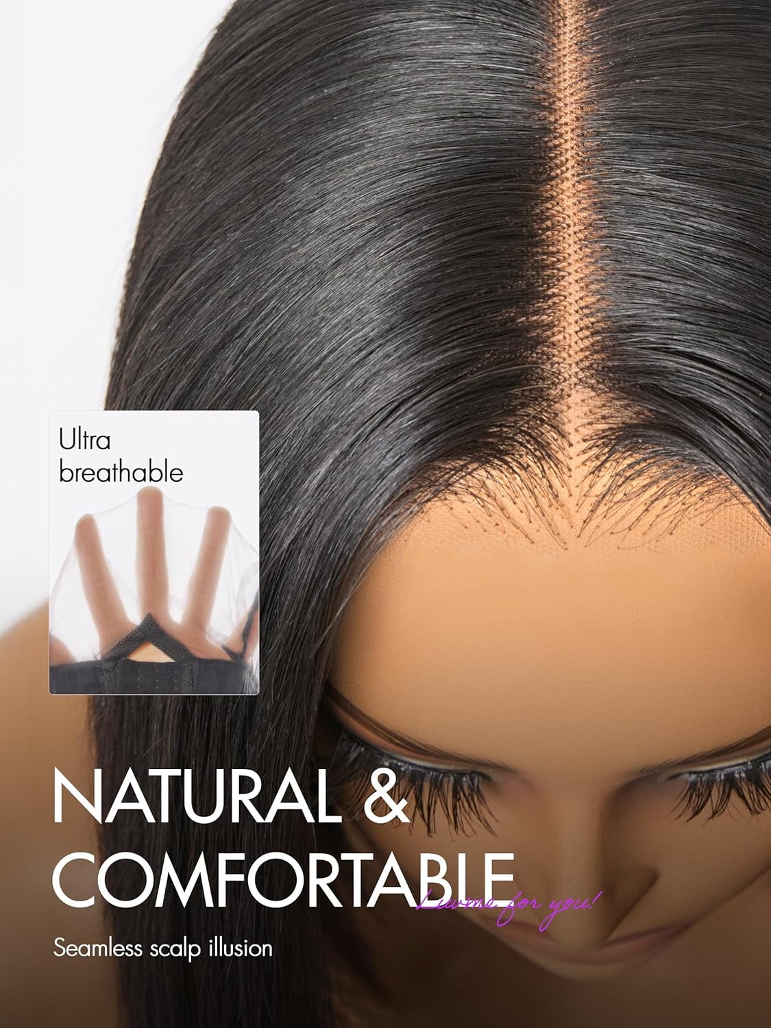LUVME 7x6 PartingMax HD Lace Front Bob Wigs 10" Human Hair Pre Cut Plucked Glueless Natural Black Color